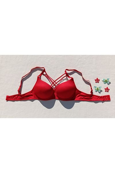 siyalife Push up Padded Padded Cross Drawstring Micro Bra