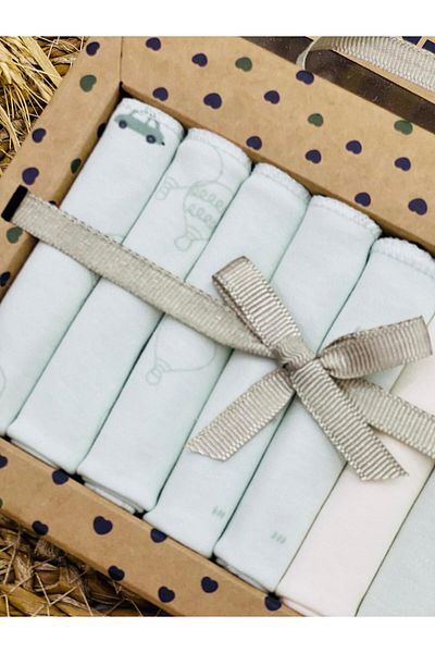 ByBest Beauty 2025 Model Set of 7 Patterned Combed Cotton Baby Mouth Wipes