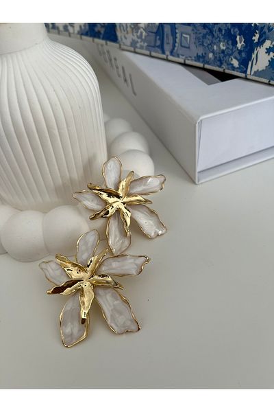 Home Xuping Series - White Enamel Flower Earrings