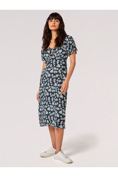 Apricot Daisy Floral Midikleid