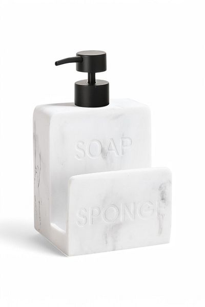 homsel Marble Pattern Liquid Soap Dispenser and Sponge Holder Set - Stylish and Functional