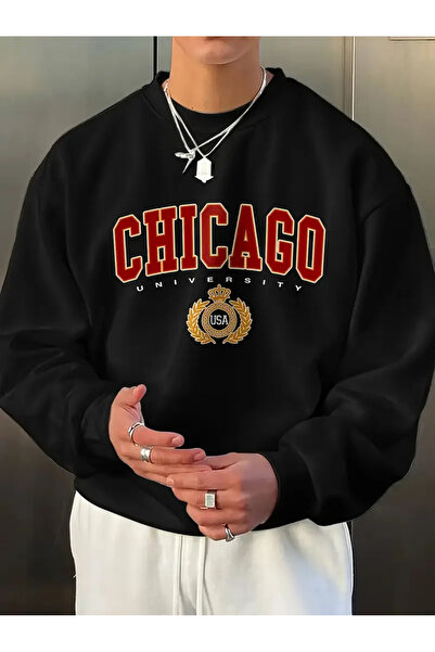 Nebulaa Tekstil Ανδρικό φούτερ Chicago Graphic - Άνετο μακρυμάνικο - XS-7XL