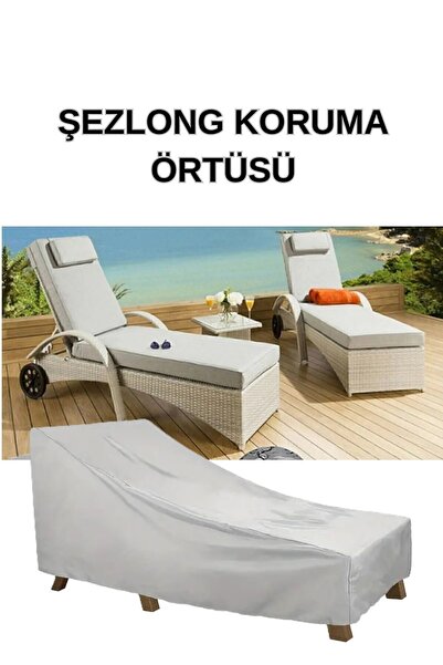 AutoEN GRİ Şezlong Koruma Örtüsü Lüks Yağmur Toz Kir Önleyici Branda Örtü Şezlong Kılıfı