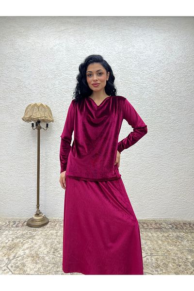 KÜÇÜĞÜM BUTİK Bluză din catifea burgundy