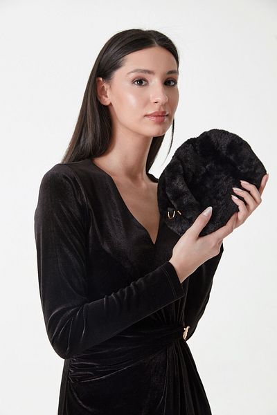 Fulla Moda Plush Bag with Snap Chain