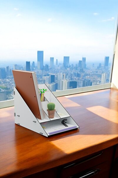 Evene Dosya Düzenleyici Masa Üstü Organizer Ahşap Evrak Raflı Model 4