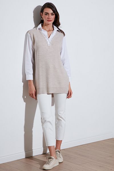 Lela Standard Fit Κοντό Μπροστινό Μακρύ Πίσω Πουκάμισο Πλεκτό Τούνικ ΤΟΥΝΙΚ 4612148