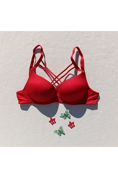siyalife Push up Padded Padded Cross Drawstring Micro Bra