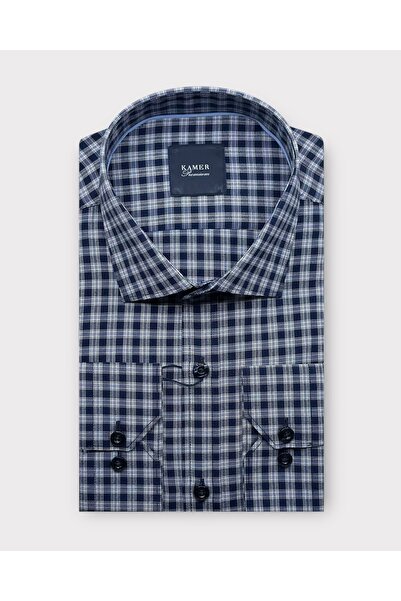 KAMER ERKEK REGULAR FIT EKOSE LACİVERT GÖMLEK 3502L