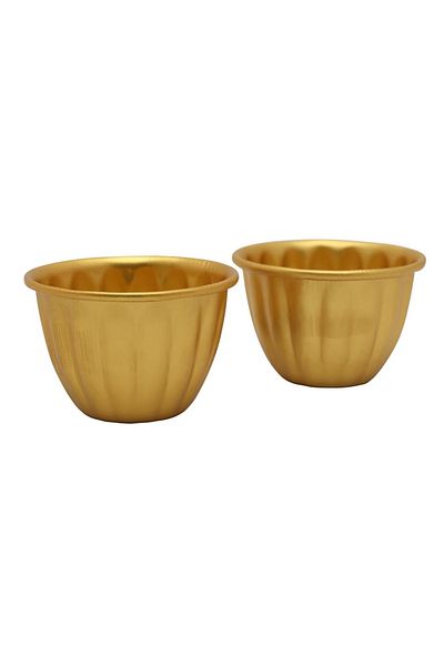 mastergold Aluminum Cream Mold 2 Pcs Gold 7.5cm | Dessert & Cream Caramel Serving Bowl | Oven Safe for Pudding