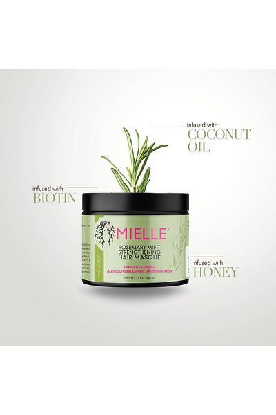 MIELLE Rosemary Mint Strength Hair Masque, 340 Gm