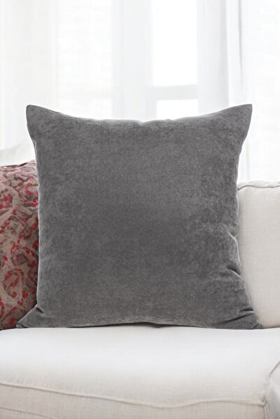 ASDİVA Husă de pernă gri, decorativă, simplă, din velur