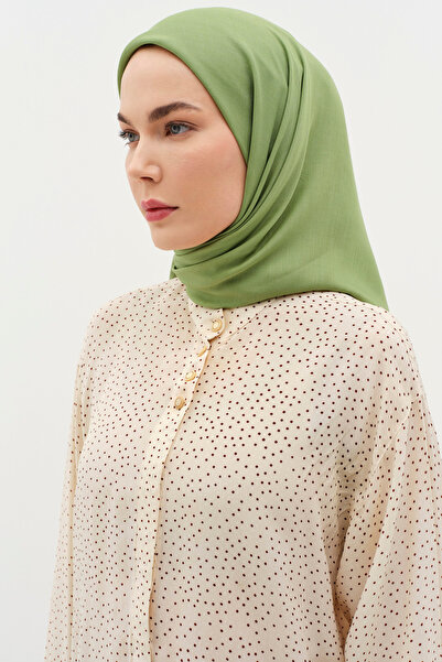 Tuğba Natural Kenar Detaylı Eşarp - Göl Yeşili