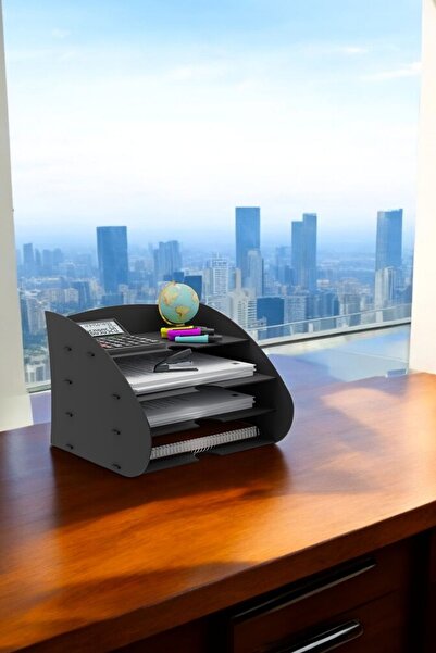 Evene Dosya Düzenleyici Masa Üstü Organizer Ahşap Evrak Raflı Model 3