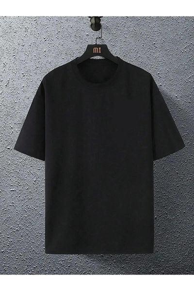 New Shine Unisex Μαύρο μπλουζάκι με στάμπα Planet στην πλάτη