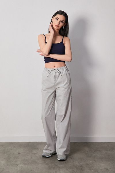 Fulla Moda Parachü Fabric Trousers with Elastic Waist