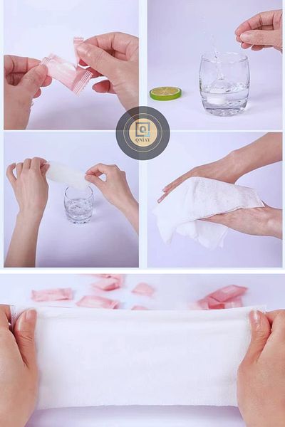 QNİAY 10Pcs Tightened Travel Face & Makeup Cleansing Wipes Facial Cleansing Towel Makeup Clear