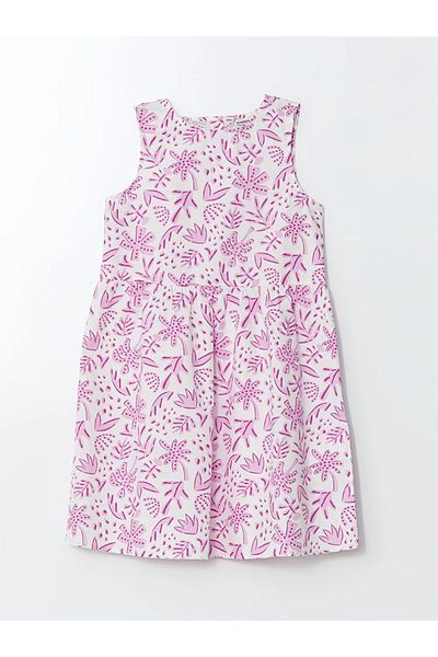 LC Waikiki Lcw Kids Ecru Crew Neck Girls' Dress
