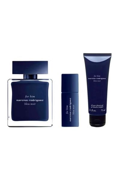 Narciso Rodriguez Blue Noir Gift Set Eau De Toilette 100, Travel Size Eau De Toilette 10, All Over Shower Gel 75ml