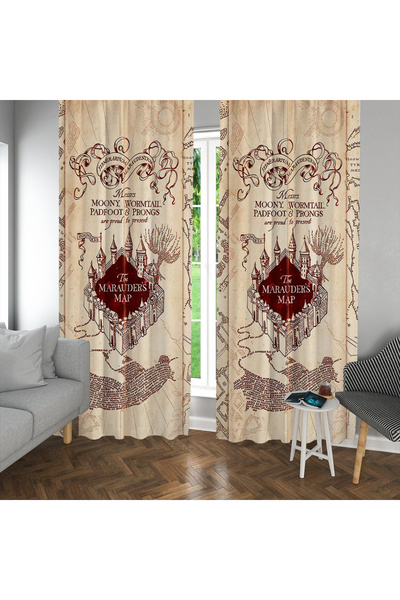 hediyechy Gift Duvet Cover Marauders Map 3D Printed Two Pcs Backdrop Curtain