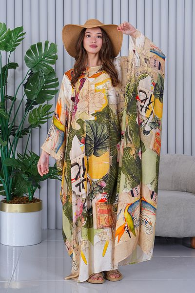 AYASOFYA OTANTIK Women's Mix Color Print Oversize Loose Plus Size Dress
