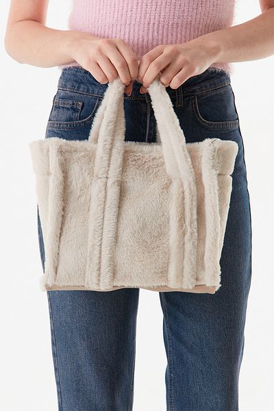 Fulla Moda Basic Furry Plush Handle Bag