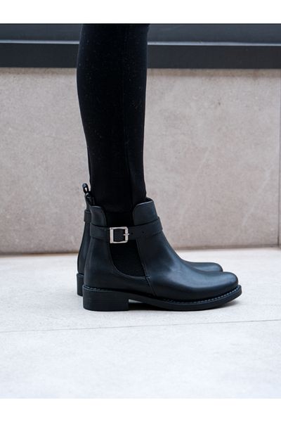 Munshoes Γυναικείες μπότες Sarah Black Skin