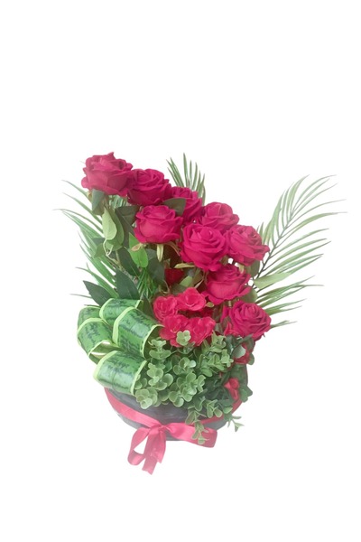 Cennet Home Aranjament de flori artificiale pentru cadou cu trandafiri roșii ...