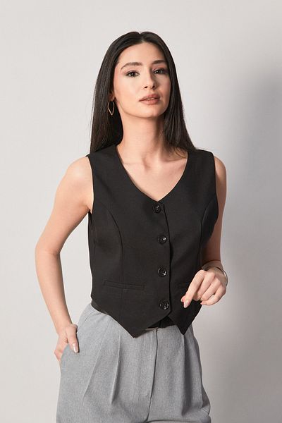 Fulla Moda سترة أساسية بياقة مزدوجة الصدر وجيب