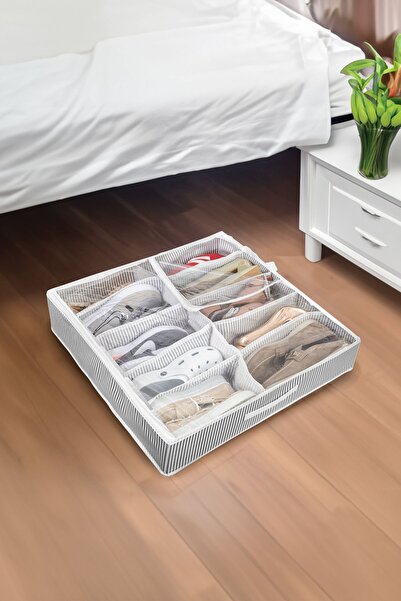 Emofom Bag 10 Compartment Zippered Slippers Organizer - Shoe Storage Box