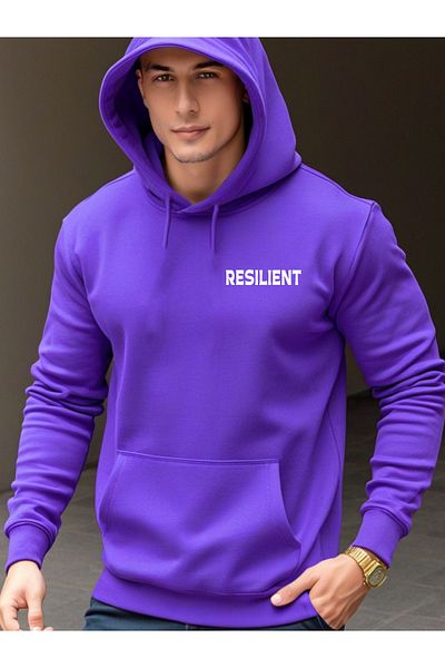 DEEPSENCE Purple Unisex Hooded Sweatshirt - 3 Thread, Resilient Minimal Design