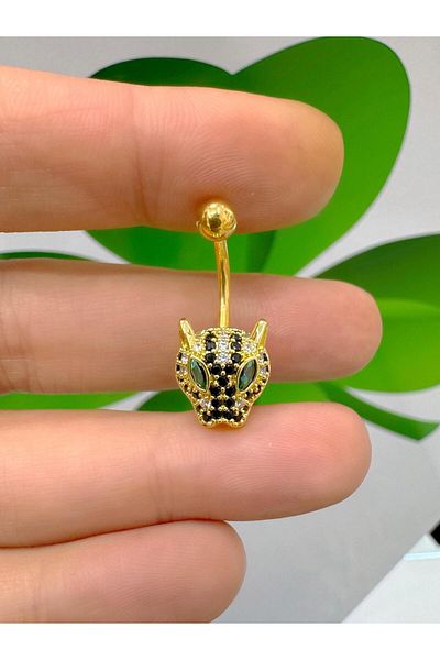 Arescollection surgical steel zirconia stone belly piercing