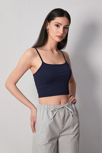 Fulla Moda Μπουστάκι χωρίς ραφή με ραβδωτό σχοινί