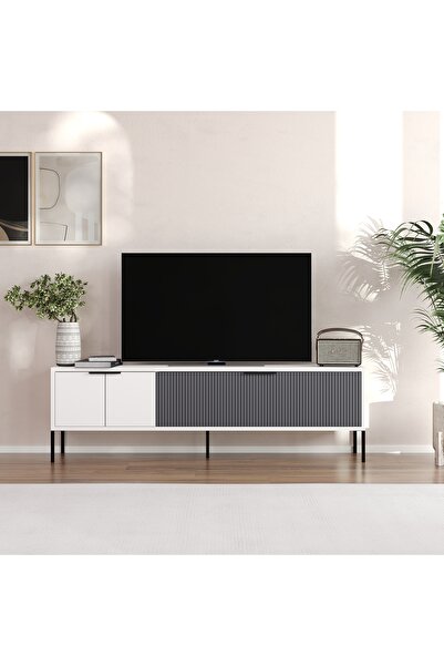MERT SERT MOBİLYA Noah Tv Sehpası, Metal Ayak, Metal Kulp, Lazer Çizgi Detayl...