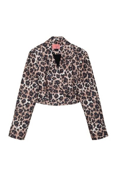 Quzu Brown Leopard Patterned Jacket