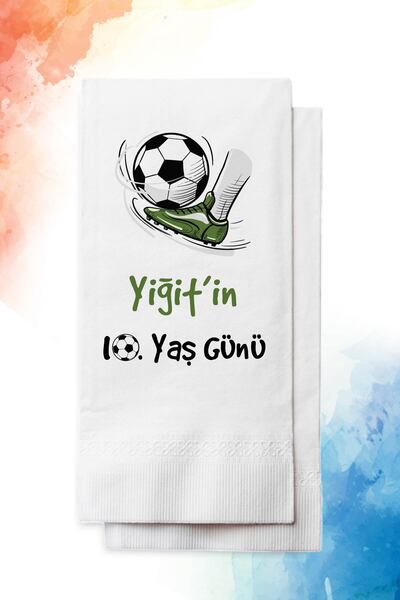 nna tasarım 50 Adet Kişiye Özel Isim Baskılı Futbol Doğum Günü Peçetesi (P14-50)