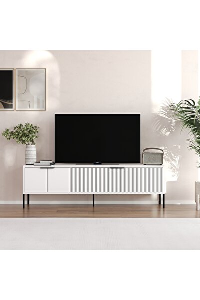 MERT SERT MOBİLYA Noah Tv Sehpası, Metal Ayak, Metal Kulp, Lazer Çizgi Detayl...
