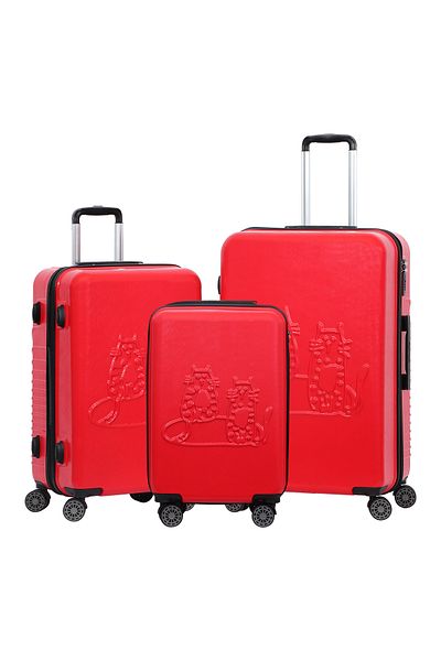 Biggdesign Rotes 3-teiliges Katzen-Kofferset