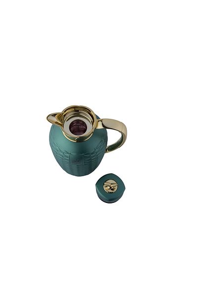 ALSAIF 2 Pieces Coffee And Tea Vacuum Flask Set Size: 0.7/1.0 L Color: Green/gold