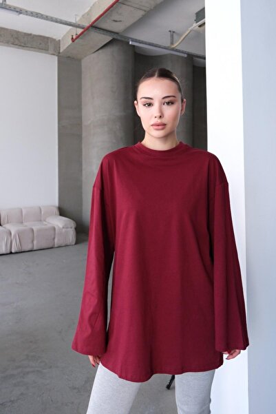 C&City Oversize Wide Sleeve T-Shirt - 2 Pack 964 Çağla/Burgundy