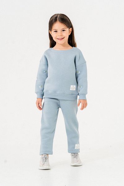 HAUSEkids Set de trening albastru pentru fete de 6-9 ani - cu model cu flori de margarete