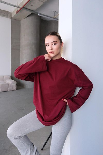 C&City Oversize μπλουζάκι με φαρδιά μανίκια - Πακέτο 2 964 Çağla/Claret Red