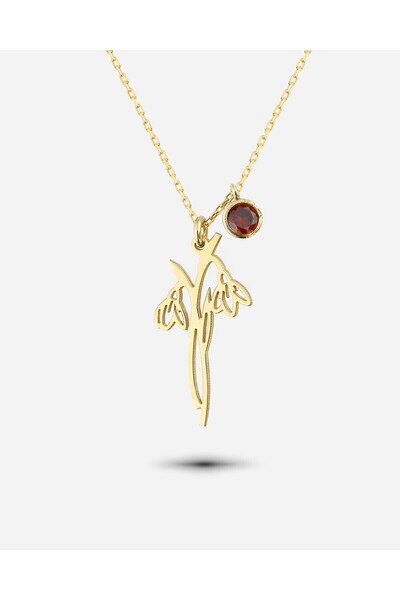 MEKS JEWELS Gümüş Ocak Ayı Doğum Çiçeği Kafanfil Kolyesi