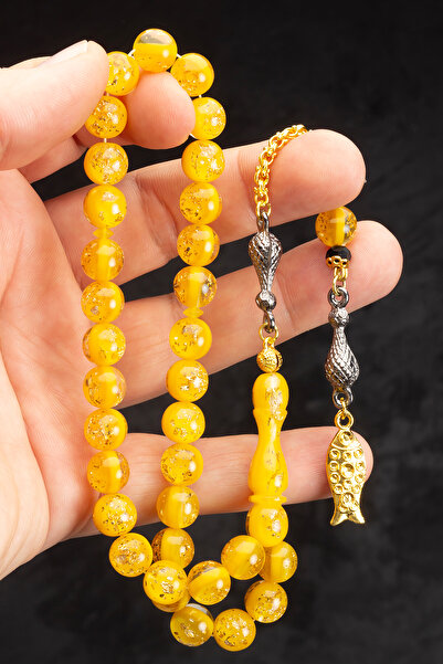 OTTOTESBİH Rosary Golden Altın Parçacıklı 10mm Uçak Camı Tesbih