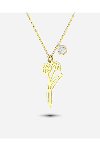 MEKS JEWELS Gümüş Nisan Ayı Doğum Çiçeği Papatya Kolyesi