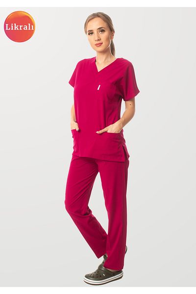 Simirna Üniforma Cherry Rotten Premium Fabric Lycra Chirurgical Doctor Asistentă Set Scrubs