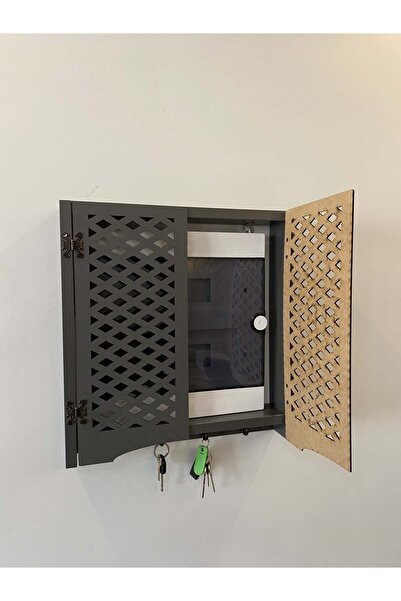 ötay Elektrik Pano Düzenleyici Duvar Düzenleyici Ahşap Dekoratif Antrasit Kut...