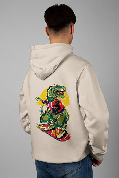 Zestia Hanorac unisex, cu imprimeu cu animale și dinozauri pe spate, croială ...