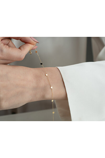 MİNİMAL 14 Ayar Altın Yıldızlı Bileklik "stella-n"