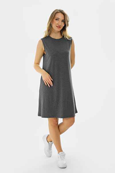 Almila Αμάνικο Basic Χτενισμένο Βαμβακερό Μίνι Φόρεμα 2028 - Χτενισμένο Βαμβακερό Τούνικ